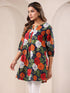 Blue Pure Cotton Floral Printed A-Line Tunic